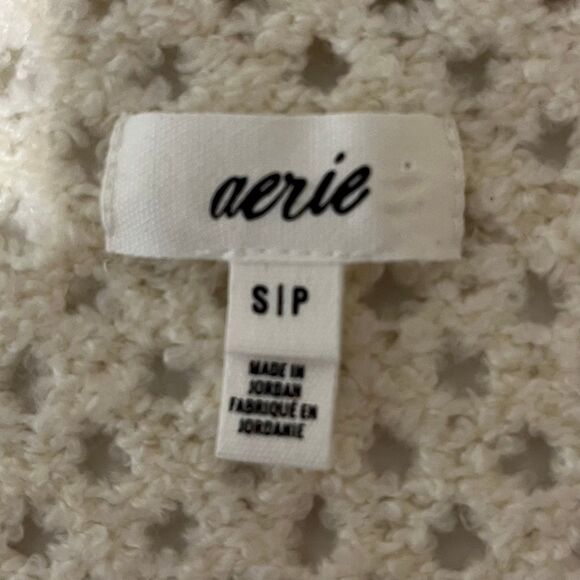 Aerie Open Weave Oversized V-Neck Sweater Cream size Small - Picture 5 of 5